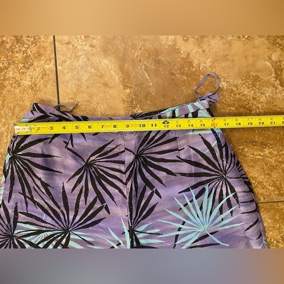 VALERIE STEVENS 100% SILK FLORAL BLUE HAWAII PANTS Beach Wear - Picture 8 of 9